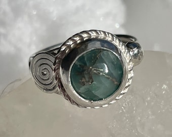 Colombian Emerald in Silver Ring 6.5