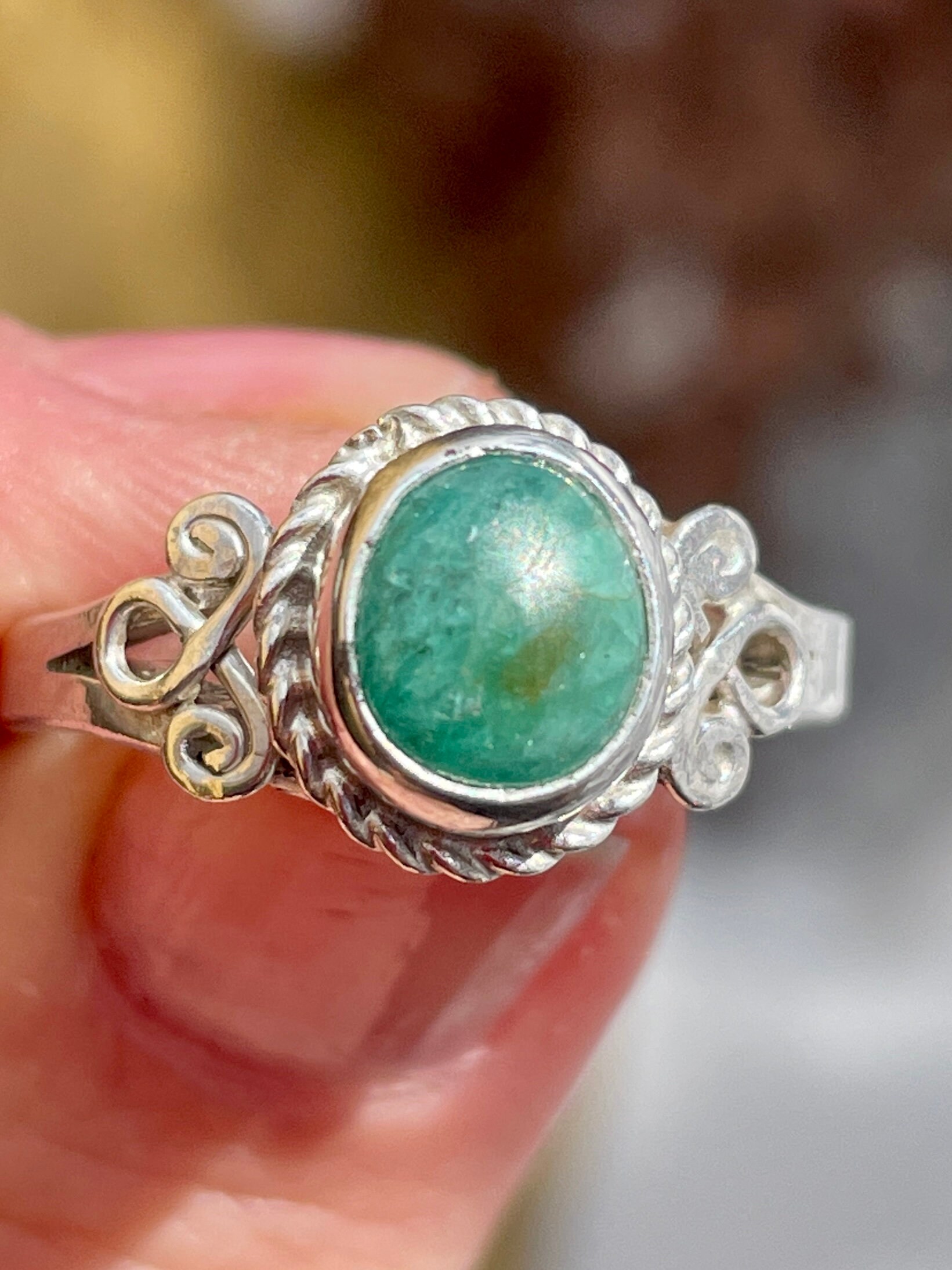 エメラルドのシルバーリング cenote r0498 【シルバーアクセサリー】メカニカル リング