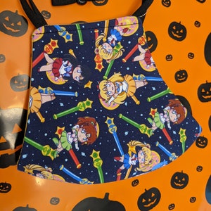 Chibi anime moon Face Mask with Adjustable Ties