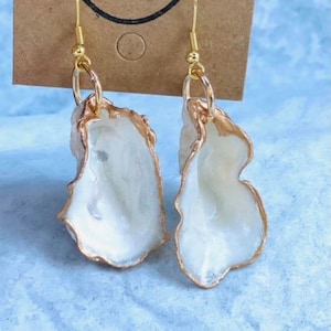 Oyster Shell Earrings with Gold Or Silver Trim