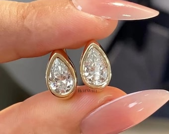 Pendientes de aro dorados con forma de pera y diamantes en forma de lágrima, pendientes gruesos para mujer.