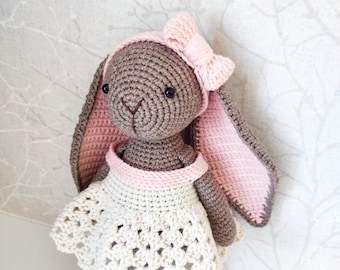 Crochet Amigurumi Bunny Pattern/Rabbit Toy PDF Tutorial/Amigurumi Bunny in Dress Dana the Bunny/Crochet Bunny Pattern by AmiBunnyCrochet