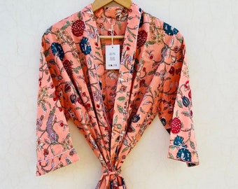 Floral Print robes, bridesmaid kimono robe, floral kimono, Beautiful bridal kimono, Indian floral gown, Indian floral robe, printed organic