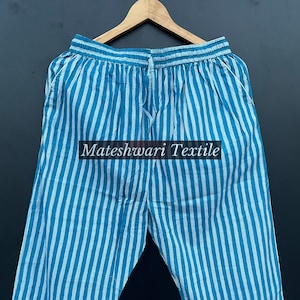 Striped Cotton Pajama Pants: Women&#39;s Boho Lounge Trousers