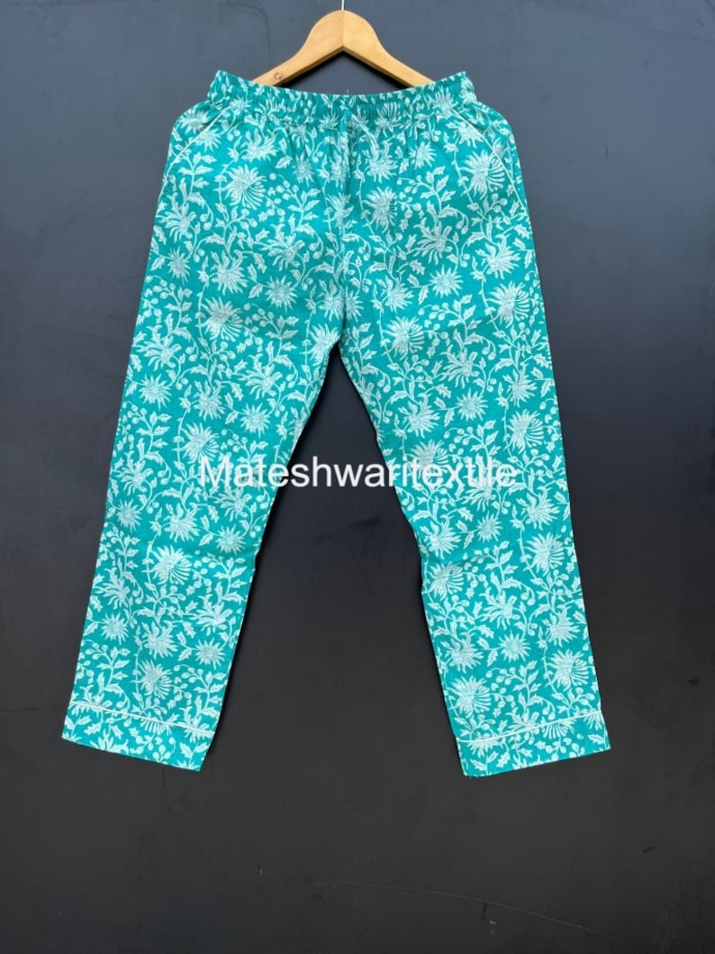 Flower Print Cotton Pajama Pants, Women Lounge Pants, Beach Pants, Floral Trouser, Boho Festival