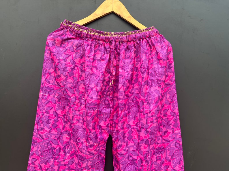 Floral Print Silk Pajama Pants, Women Lounge Pants, Beach Pants, Floral Trouser, Boho Festival