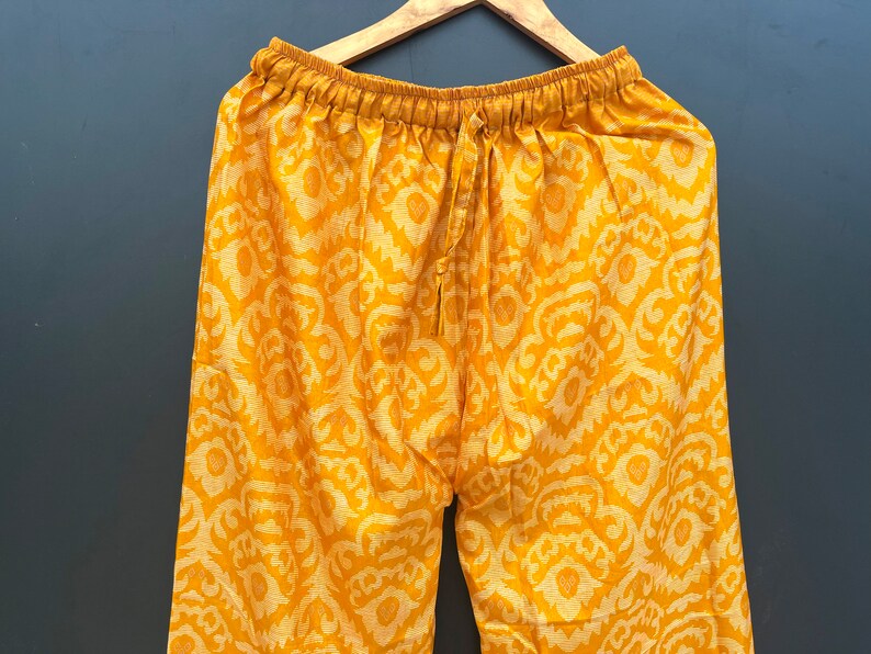 Floral Print Silk Pajama Pants, Women Lounge Pants, Beach Pants, Floral Trouser, Boho Festival