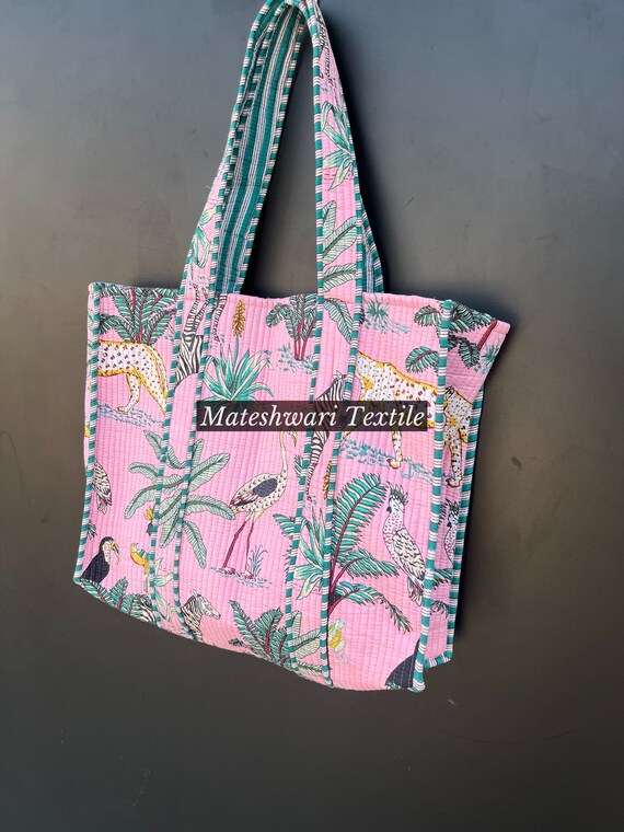 Buy Handmade Kantha Quilted Tote Shopping Bag, Ikat Print Cotton Market Bag,  Jhola Bag, Hippie Bag, Market Bag Online in India - Etsy