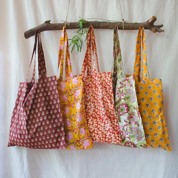 Flower Block Print Market Bag Flower Block Print Market Bag