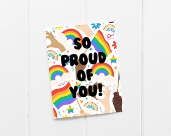 So Proud Of You LGBTQ+ Greeting Card - Thinking Of You Card - Celebration Card - Just Because Card - Cute Card - LGBTQ Card