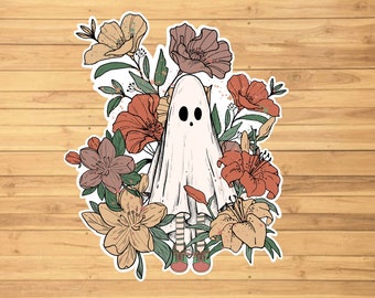 Cute Flower Ghost Sticker - Water Resistant - Personalized Gifts - Stickers for Hydroflask - Stickers Laptop - Cute Sticker