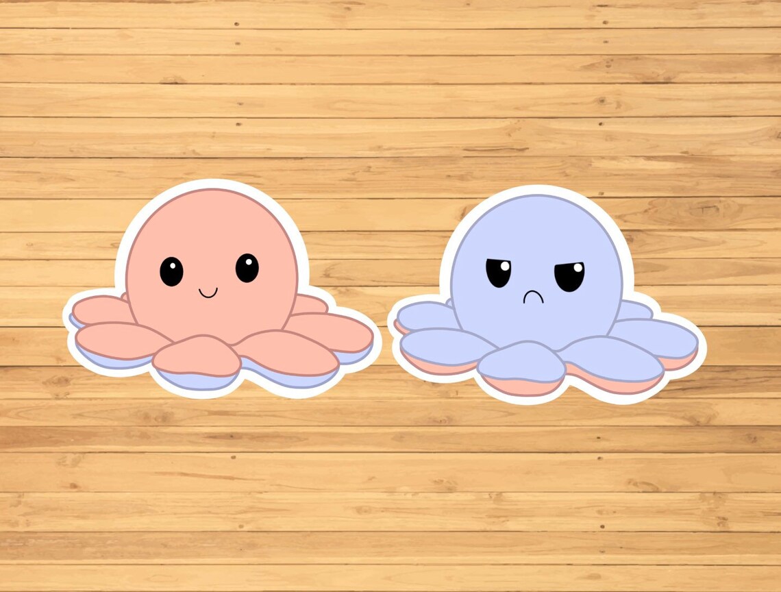 Happy Or Mad Octopus Stickers Water Resistant | Etsy