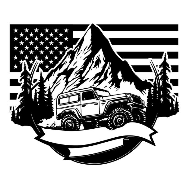 OFFROAD SVG, OFFROAD Svg Cut Files for Cricut, Mountains Svg, Offroad clipart, American Flag Svg