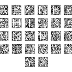 Archivos SVG del alfabeto ornamental, imágenes prediseñadas del alfabeto ornamental, archivos de corte SVG del alfabeto vintage para Cricut