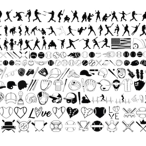 Pacchetto SVG BASEBALL, file tagliati Svg BASEBALL per Cricut, Clipart di baseball, Softball Svg