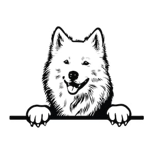 PEEKING SAMOYED SVG, Peeking Samoyed Clipart, Peeking Samoyed Svg Files For Cricut