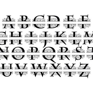 SPLIT MONOGRAM Alfabet SVG, gesplitste monogramletters, gesplitste monogramletters voor Cricut, bloemenletters svg