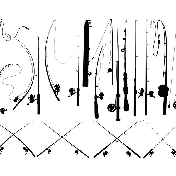 FISHING ROD SVG, Fishing Rods svg cut files for Cricut, Fishing Pole Svg, Fishing Gear Svg