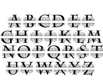 SPLIT MONOGRAM Alphabet SVG, Split Monogram Letters, Split Monogram Letters for Cricut, Floral letters svg