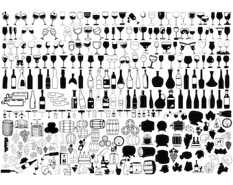 WINE SVG Bundle, WINE Svg Cut Files, Wine Clipart, Wine Cut Files, Wine Drinking Svg, Wine Glass