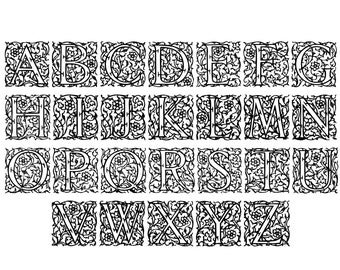 Stencil Alfabeto Vittoriano Da Parete – Lettere E Numeri Vintage #060