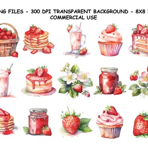 Aquarelle clipart fraise, clipart aquarelle fraise pour usage commercial