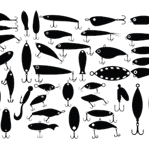 Fishing baits lures monogram - Clipart / Cutting Files svg png jpg dxf eps  digital graphic design Instant Download Commercial Use 01060c