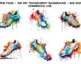 SOCCER SHOES WATERCOLOR Clipart, Soccer Printable Watercolor Art, Soccer Shoes Png