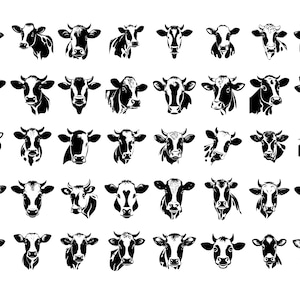 VACHE SVG, clipart VACHE, fichier svg tête de vache pour Cricut, svg de la vie à la ferme, génisse Svg