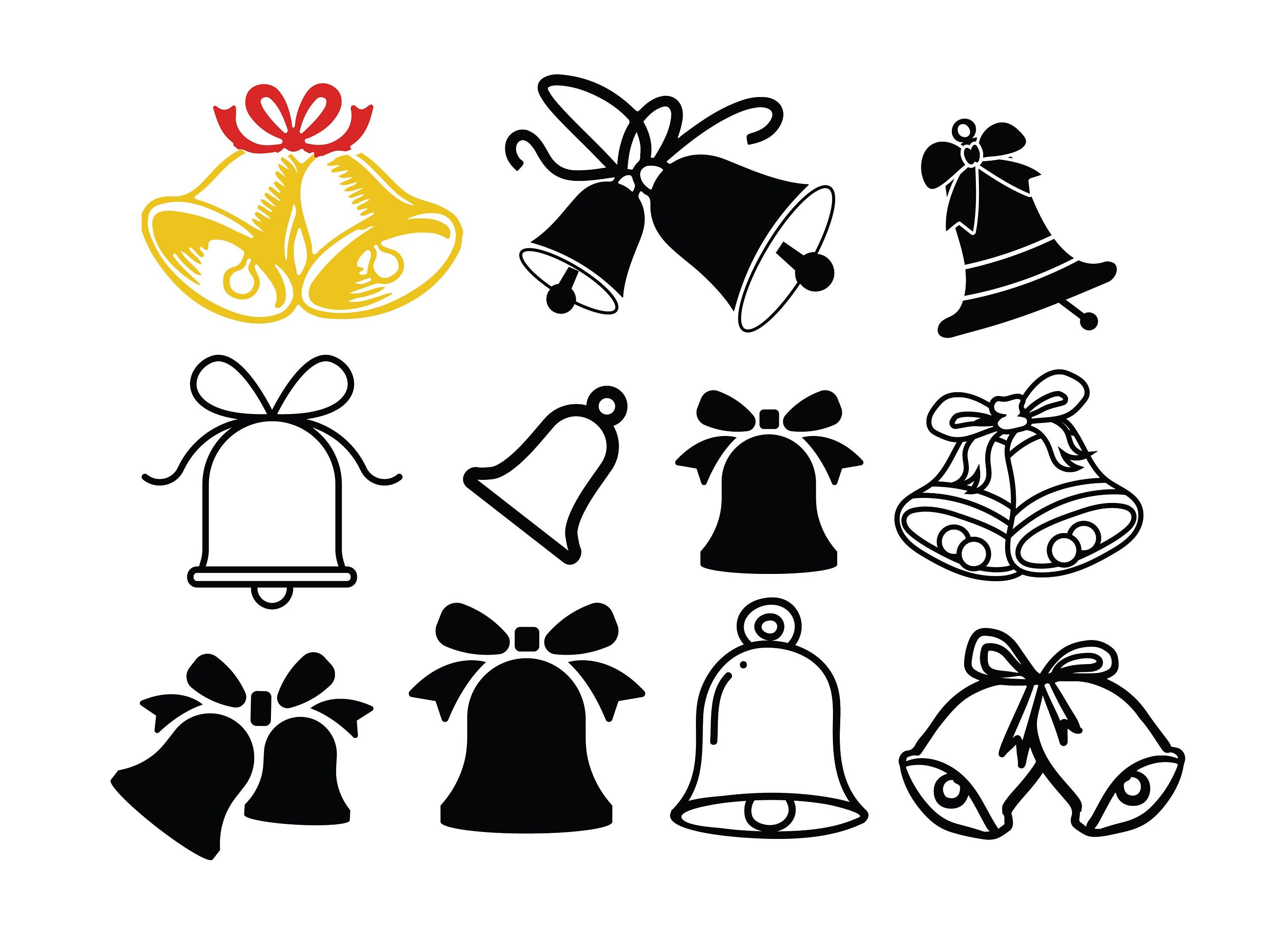 Christmas Bell Clipart Black And White
