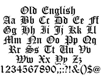 OLD ENGLISH FONT svg, altes englisches Alphabet für Cricut, altes englisches Alphabet für Cricut, alte englische Buchstaben und Zahlen für Cricut