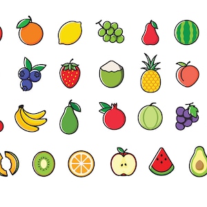 FRUIT ICONS SVG-bestanden, Fruit Icons Clipart, Fruit Icons Svg-bestanden voor Cricut, Fruit Cut-bestanden