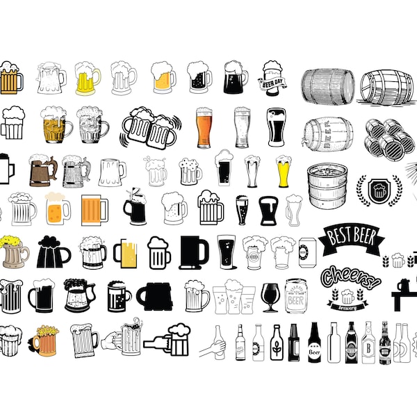 BEER SVG BUNDLE, Beer Clipart Bundle, Beer Svg for Cricut, Beer bottle svg, Beer mugs svg