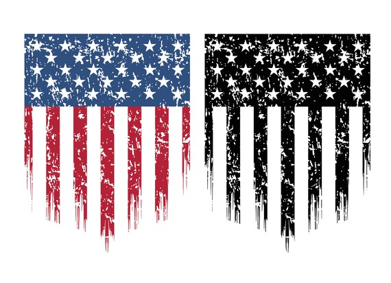 ダメージ加工された米国旗、アメリカのダメージ加工された旗 SVG