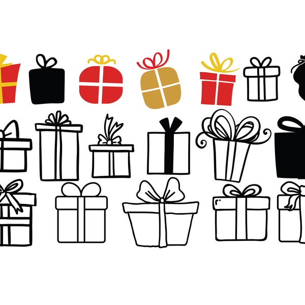 CHRISTMAS PRESENTS SVG, Christmas Presents Clipart, Christmas Presents Svg Files For Cricut, Christmas Gifts Svg Cut Files