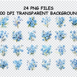 FORGET ME NOT Png, Blue floral print, Nature flower png, Botanical wall png