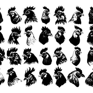 CABEZA DE POLLO SVG, clipart de pollo, archivo svg de cabeza de pollo para Cricut, svg de vida en la granja, svg de gallina