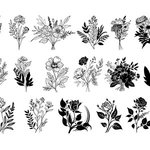 BOTANICAL SVG Bundle, FLORAL Svg, Bouquet Svg Cut Files, Leaves Svg, Floral Leaves and Branches Svg