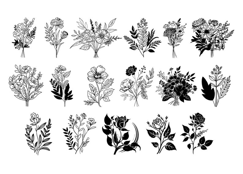 BOTANICAL SVG Bundle FLORAL Svg Bouquet Svg Cut Files - Etsy