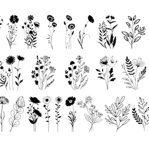 BOTANISCHE SVG-bundel, bloemen Svg, boeket Svg gesneden bestanden, bladeren Svg, bloemen bladeren en takken Svg
