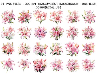 Aquarell PINK TIGER LILY Clipart, Aquarell Pink Tiger Lily Png-Dateien, transparenter Hintergrund Png für kommerzielle Nutzung