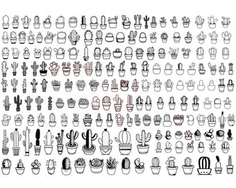 Pacchetto SVG CACTUS, Clipart CACTUS, File di taglio SVG Cactus per Cricut, SVG succulento, Silhouette di cactus