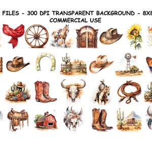 CLIPART DE WESTERN EN ACUARELA, Archivos Png de vaquero de Texas, Fondo Png transparente para uso comercial