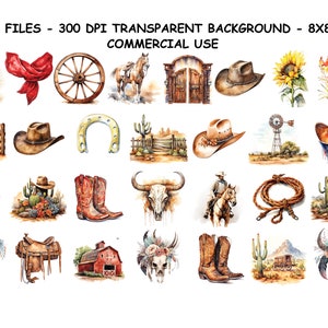 AQUAREL WESTERN CLIPART, Texas cowboy Png-bestanden, transparante achtergrond Png voor commercieel gebruik