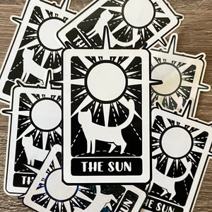 The Sun // Cat Inspired Tarot Card Sticker / Water-Resistant Water Bottle Stickers/ Laptop Stickers/ Sparkly Holographic Decal