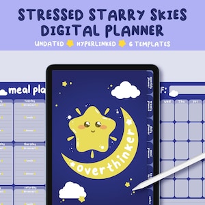 ストレスフルな星空デジタルプランナー | 月間 | 週間 | 日次 | 食事プラン | Goodnotes、Notability プランナー