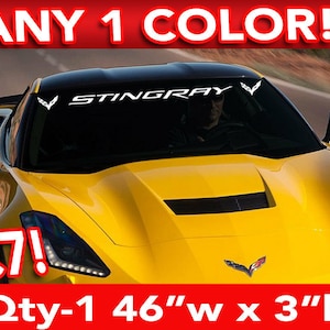 C7 CORVETTE &quot; Stingray &quot; w / Logos Windshield DECAL STICKER 46&quot;w x3&quot;h Any 1 Color