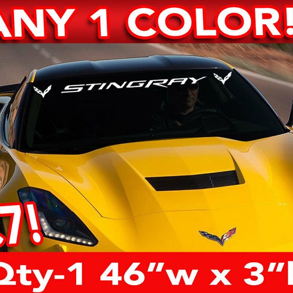 C7 CORVETTE " Stingray " w / Logos Windshield DECAL STICKER 46"w x3"h Any 1 Color