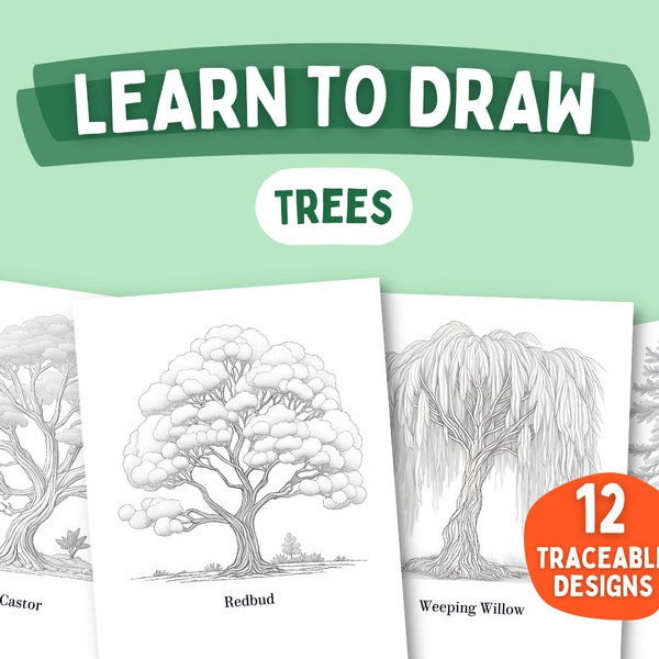 Trees Tracing Guide, Learn to Draw Trees, Tracing Art, Digital Download, How to Draw Trees, Tracing Project