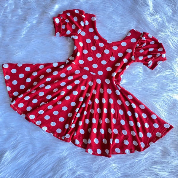 Red/ White dotted short sleeves cute baby girl, toddler Dress. Red Polka dot cute soft Dress. Newborn to 5T